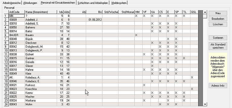 Stammdaten Personalverwaltung